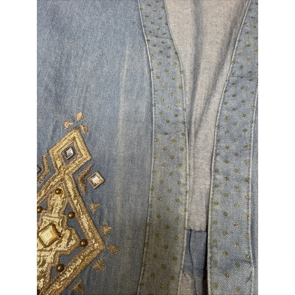 Vtg 2 Pc City Girl western Rockabilly Denim Pants Vest‎ Embellished Rhinestone M
